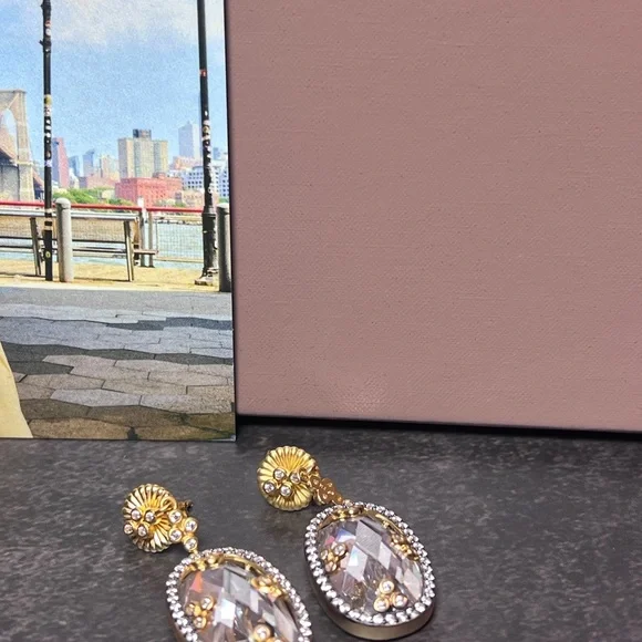 Freida Rothman Gold and Silver CZ Earrings - Picture 2 of 3